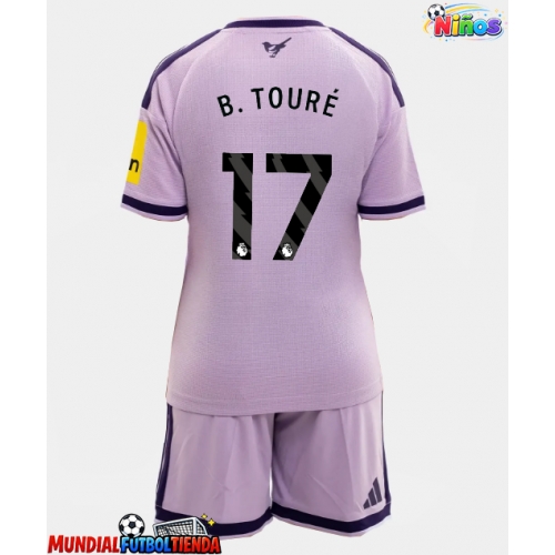 Camiseta Newcastle United Bazoumana Toure #17 Tercera Equipación Replica 2026-27 para niños mangas cortas (+ Pantalones cortos)